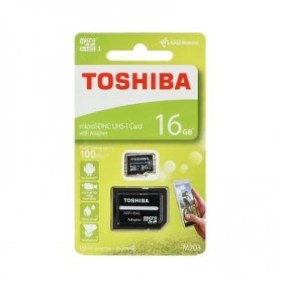 CARTÃO DE MEMÓRIA TOSHIBA MICROSD 16GB (COM ADPTADOR) M203 CLASS 10